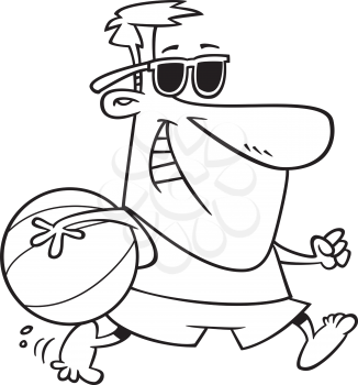 Royalty Free Clipart Image of a Man With a Beachball