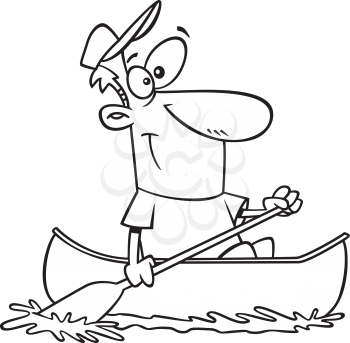 Royalty Free Clipart Image of a Man in a Canoe