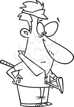 Royalty Free Clipart Image of a Golf Mishap