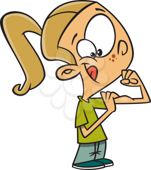 Royalty Free Clipart Image of a Girl Flexing Her Bicep