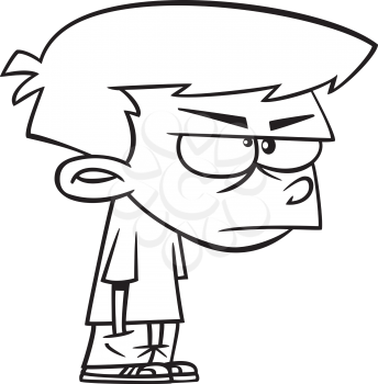 Royalty Free Clipart Image of a Grumpy Boy