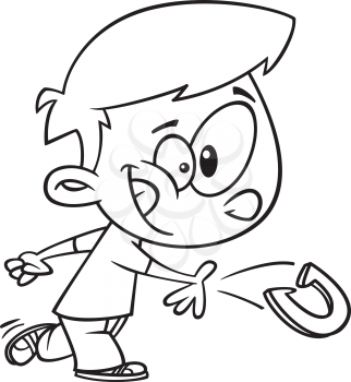 Royalty Free Clipart Image of a Boy Playing Horseshoes