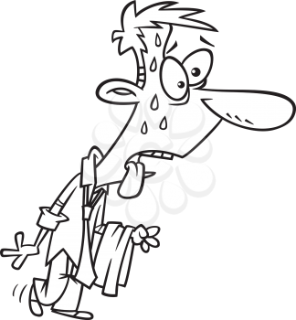 Royalty Free Clipart Image of a Sweating Man Carrying His Jacket