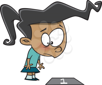 Royalty Free Clipart Image of a Girl Back at Square One