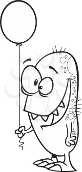 Royalty Free Clipart Image of a Monster with a Balloon
