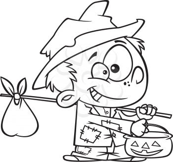 Royalty Free Clipart Image of a Child Dressed as a Hobo for Halloween
