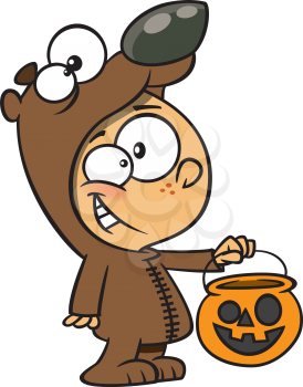 Royalty Free Clipart Image of a Child Dressed as a Bear for Halloween