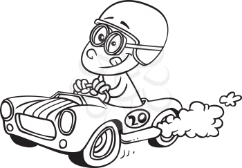 Royalty Free Clipart Image of a Kid in a Racecar