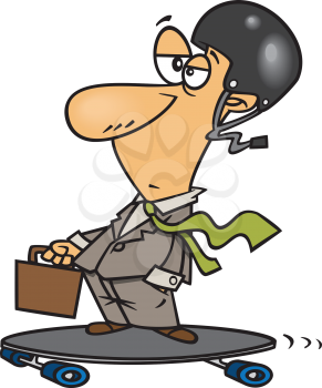 Royalty Free Clipart Image of a Businessman Long-boarding