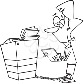 Royalty Free Clipart Image of a Woman using a Copy Machine
