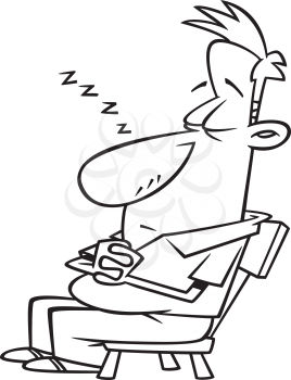 Royalty Free Clipart Image of a Man Sleeping in a Chair