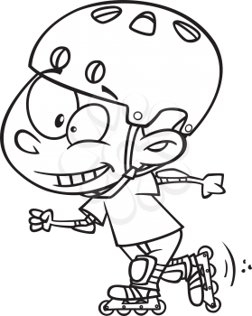 Royalty Free Clipart Image of a Boy Rollerblading