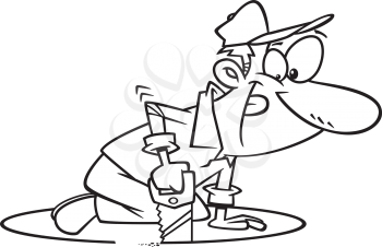 Royalty Free Clipart Image of a Man Sawing