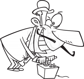 Royalty Free Clipart Image of a Man with a Detonator