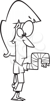 Royalty Free Clipart Image of a Woman in a Cast