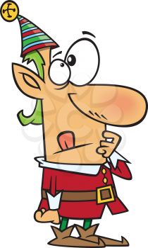 Royalty Free Clipart Image of an Elf Thinking