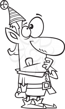 Royalty Free Clipart Image of an Elf Thinking