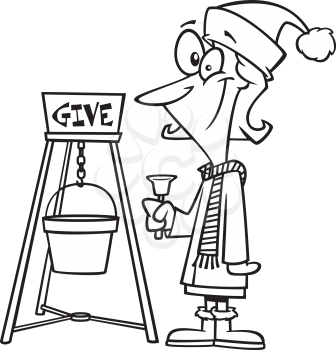 Royalty Free Clipart Image of a Woman Collecting Donations