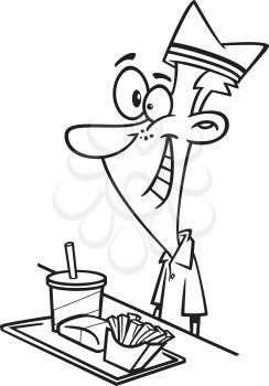 Royalty Free Clipart Image of a Man with Fast Food