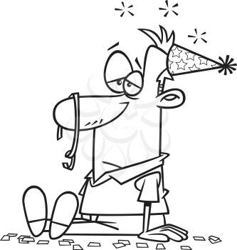 Royalty Free Clipart Image of a Man at the End of a Party