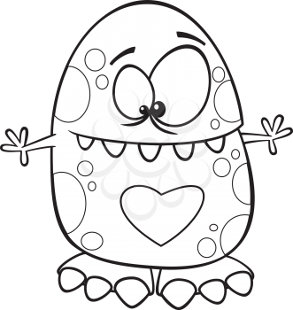 Royalty Free Clipart Image of a Monster with a Big Heart