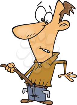 Royalty Free Clipart Image of a Man Tightening his Belt