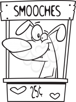 Royalty Free Clipart Image of a Kissing Booth with a Dog