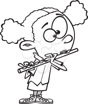 Royalty Free Clipart Image of a Girl Playing the Flute