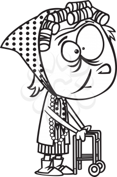 Royalty Free Clipart Image of a Senior with a Walker