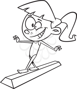 Royalty Free Clipart Image of a Girl on a Floor Beam