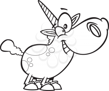 Royalty Free Clipart Image of a Chubby Unicorn