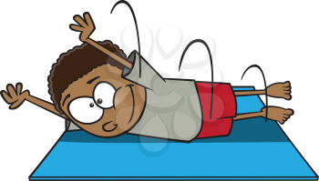 Royalty Free Clipart Image of a Boy doing a Pencil Roll