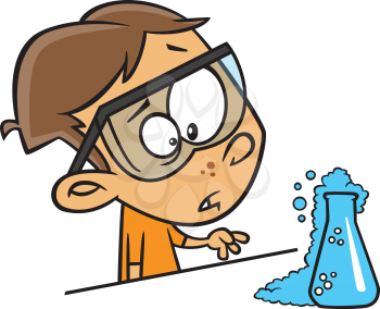 Royalty Free Clipart Image of a Boy Doing an Experiment 