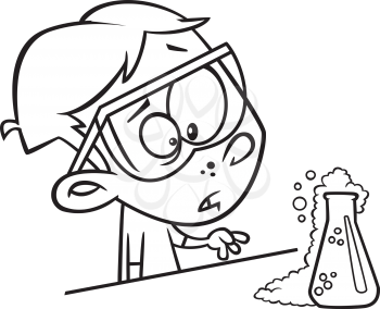 Royalty Free Clipart Image of a Boy Doing an Experiment