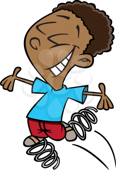 Royalty Free Clipart Image of a Boy on springs