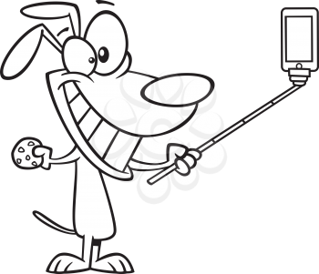Royalty Free Clipart Image of a Dog Taking a Selfie