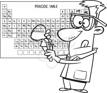 Royalty Free Clipart Image of a Chemist with the Periodic Table