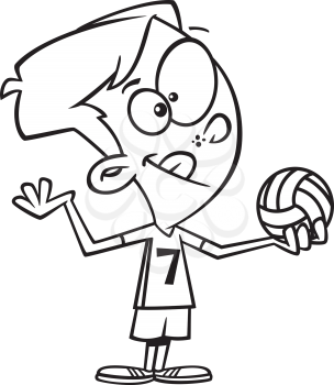 Royalty Free Clipart Image of a Boy Playing Volleyball