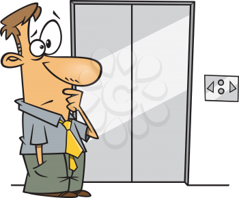 Royalty Free Clipart Image of a Man Waiting for an Elevator