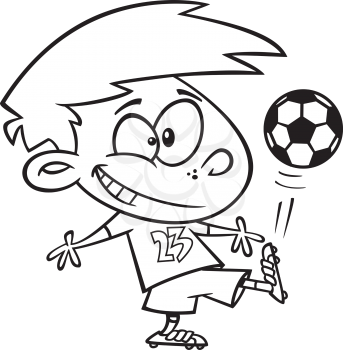 Royalty Free Clipart Image of a Boy Plating Soccer
