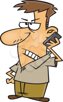 Royalty Free Clipart Image of a Man Receiving a Call From a Telemarketer