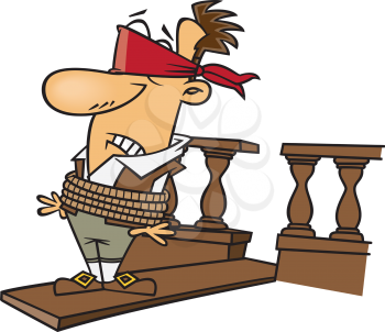 Royalty Free Clipart Image of a Man Walking the Plank
