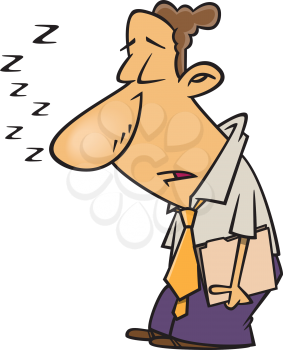 Royalty Free Clipart Image of a Sleepy Man