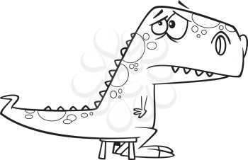 Royalty Free Clipart Image of a Dinosaur on a Stool