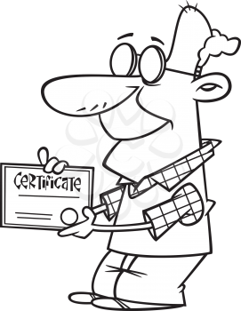 Royalty Free Clipart Image of a Man with a Certificate