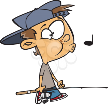 Royalty Free Clipart Image of a Boy Going Fishing