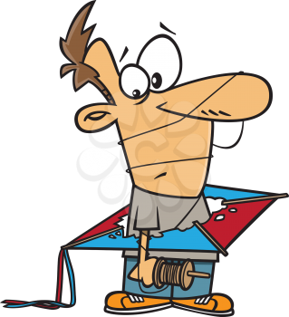 Royalty Free Clipart Image of a Man with a Kite