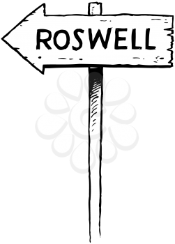 Royalty Free Clipart Image of a Sign to Roswell