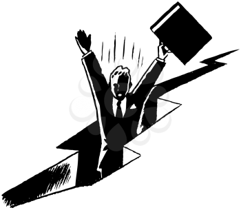 Royalty Free Clipart Image of a Business Man Falling into the Abyss