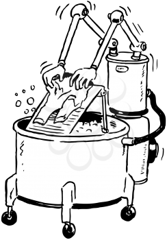 Royalty Free Clipart Image of a Robotic Washing Machine